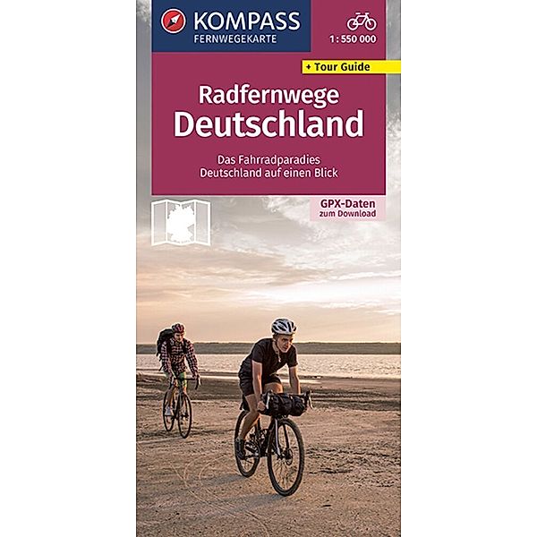 KOMPASS Radfernwegekarte Deutschland - Übersichtskarte 1:550.000