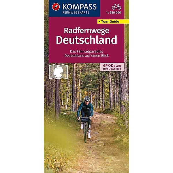 KOMPASS Radfernwegekarte Radfernwege Deutschland 1:550.000