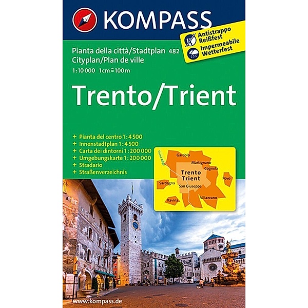 KOMPASS Stadtplan Trento /Trient 1:10.000