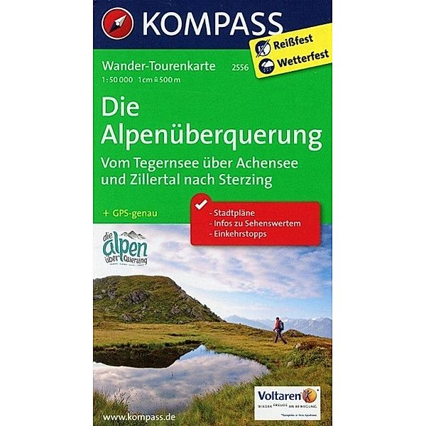 Kompass Wander-Tourenkarte Die Alpenüberquerung - Vom Tegernsee über Achensee und Zillertal nach Sterzing