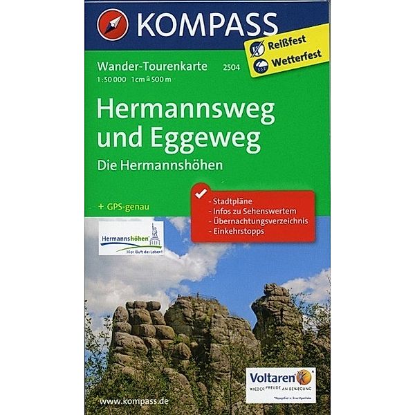 Kompass Wander-Tourenkarte Hermannsweg und Eggeweg