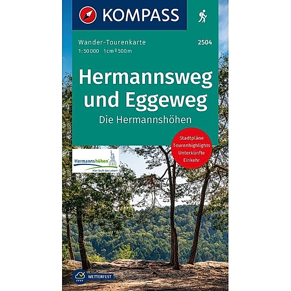 KOMPASS Wander-Tourenkarte Hermannsweg und Eggeweg, Die Hermannshöhen 1:50.000