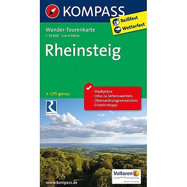 KOMPASS Wander-Tourenkarte Rheinsteig 1:50.000