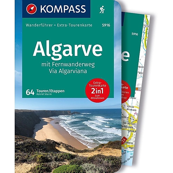 KOMPASS Wanderführer Algarve mit Fernwanderweg Via Algarviana, 64 Touren / Etappen mit Extra-Tourenkarte, Astrid Sturm