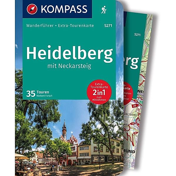 KOMPASS Wanderführer Heidelberg mit Neckarsteig, 35 Touren mit Extra-Tourenkarte