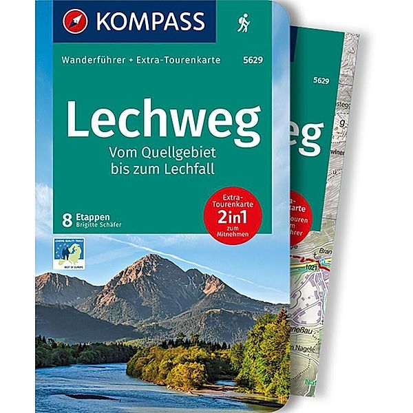 KOMPASS Wanderführer Lechweg, Vom Quellgebiet bis zum Lechfall, 8 Etappen, Brigitte Schäfer