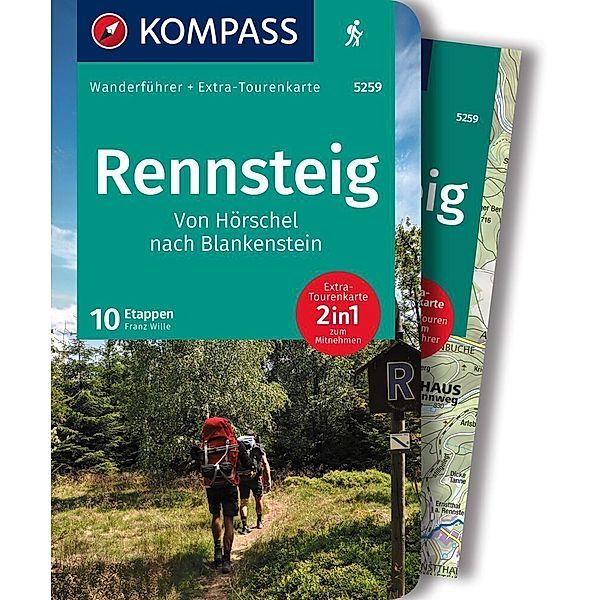 KOMPASS Wanderführer Rennsteig, 10 Etappen mit Extra-Tourenkarte, Franz Wille