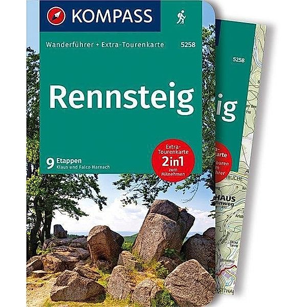 KOMPASS Wanderführer Rennsteig, m. 1 Karte, Klaus und Falco Harnach