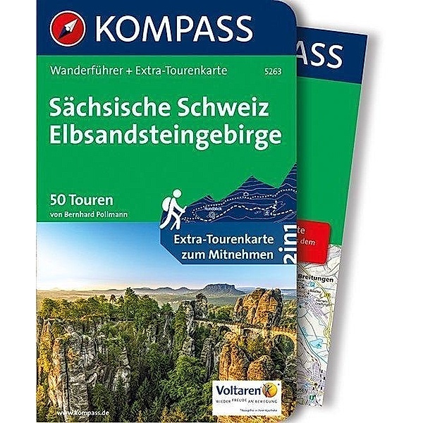 Kompass Wanderführer Sächsische Schweiz, Elbsandsteingebirge, m.1 Karte, Bernhard Pollmann
