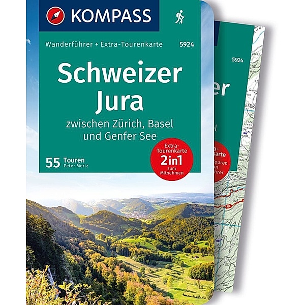 KOMPASS Wanderführer Schweizer Jura, 55 Touren mit Extra-Tourenkarte, Peter Mertz
