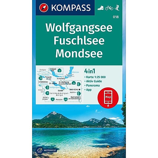 KOMPASS Wanderkarte 018 Wolfgangsee, Fuschlsee, Mondsee 1:25.000