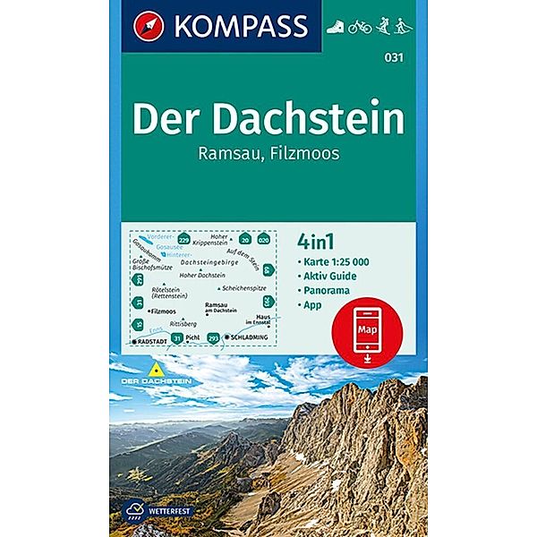 KOMPASS Wanderkarte 031 Der Dachstein, Ramsau, Filzmoos 1:25.000