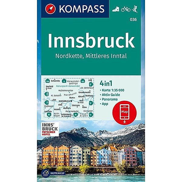 KOMPASS Wanderkarte 036 Innsbruck, Nordkette, Mittleres Inntal 1:35.000