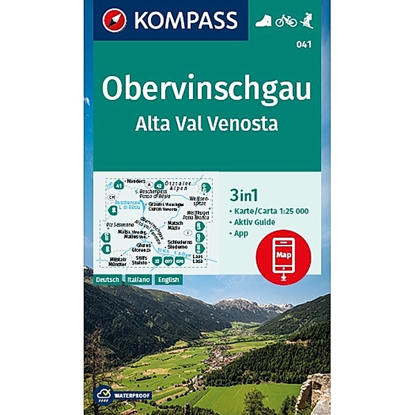 KOMPASS Wanderkarte 041 Obervinschgau, Alta Val Venosta 1:25.000