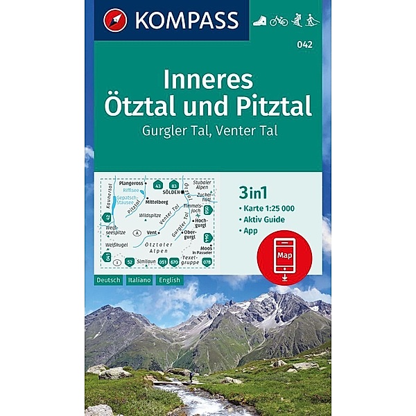 KOMPASS Wanderkarte 042 Inneres Ötztal und Pitztal, Gurgler Tal, Venter Tal 1:25.000
