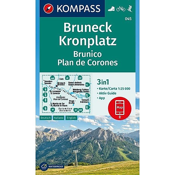 KOMPASS Wanderkarte 045 Bruneck, Kronplatz / Brunico, Plan de Corones 1:25.000