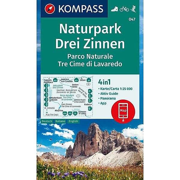 KOMPASS Wanderkarte 047 Naturpark Drei Zinnen, Parco Naturale Tre Cime di Lavaredo 1:25.000