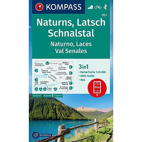 KOMPASS Wanderkarte 051 Naturns, Latsch, Schnalstal / Naturno, Laces, Val Senales 1:25.000