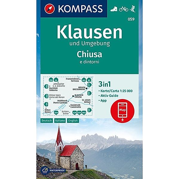 KOMPASS Wanderkarte 059 Klausen und Umgebung, Chiusa e dintorni 1:25.000