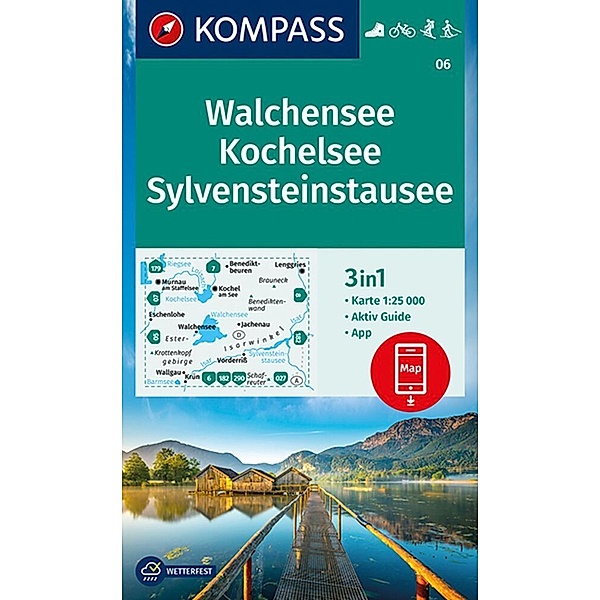 KOMPASS Wanderkarte 06 Walchensee, Kochelsee, Sylvensteinstausee