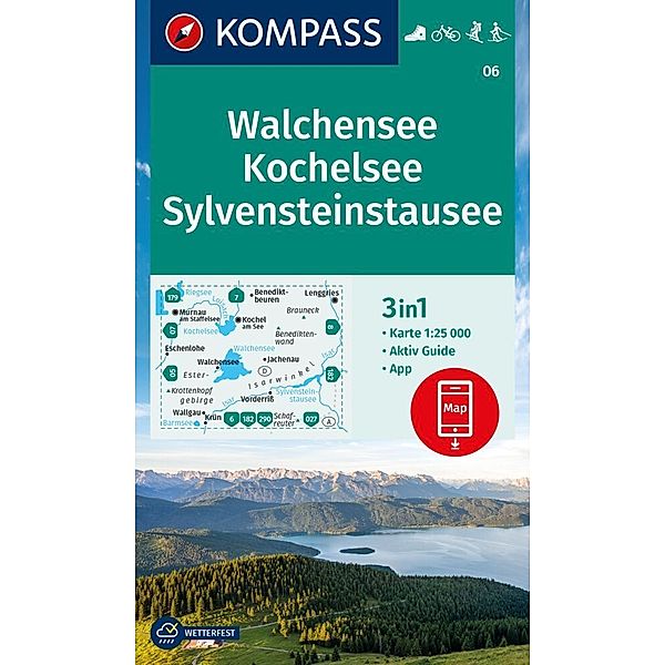 KOMPASS Wanderkarte 06 Walchensee, Kochelsee, Sylvensteinstausee 1:25.000