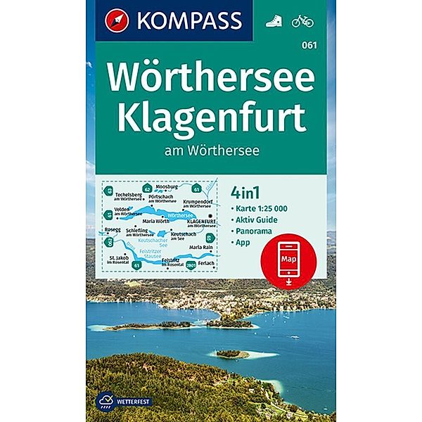 KOMPASS Wanderkarte 061 Wörthersee, Klagenfurt am Wörthersee 1:25.000