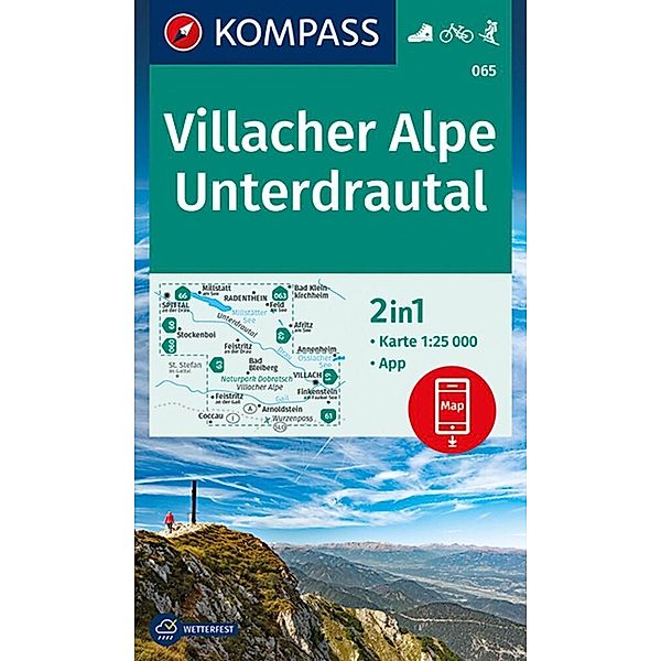 KOMPASS Wanderkarte 065 Villacher Alpe, Unterdrautal 1:25.000