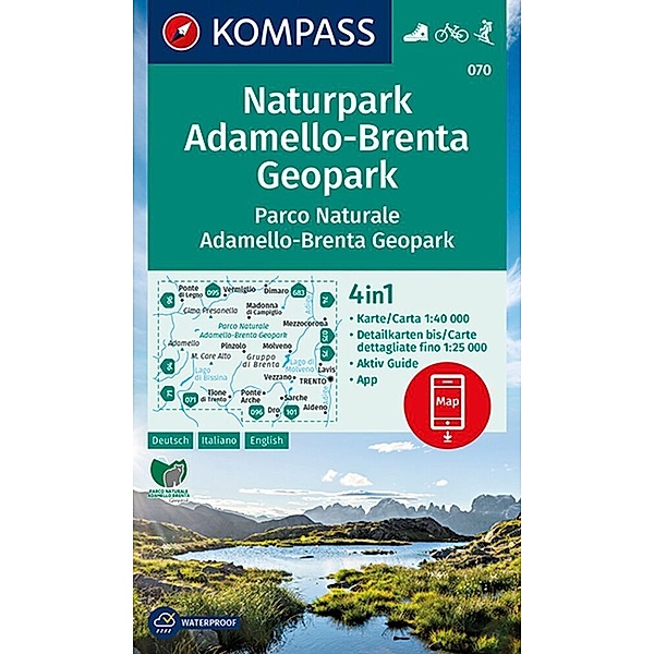 KOMPASS Wanderkarte 070 Naturpark Adamello-Brenta Geopark, Parco Naturale Adamello-Brenta Geopark 1:40.000