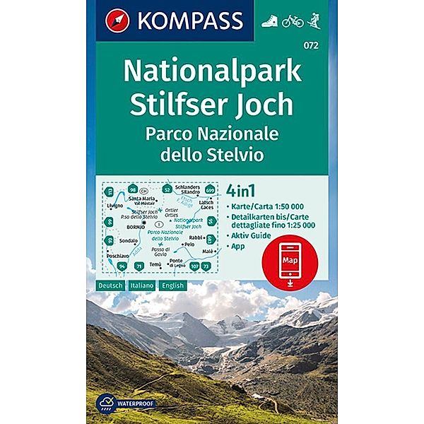 KOMPASS Wanderkarte 072 Nationalpark Stilfserjoch, Parco Nazionale dello Stelvio 1:50.000