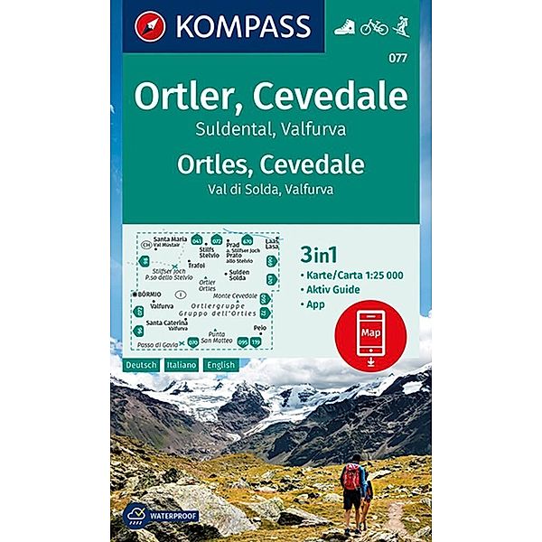 KOMPASS Wanderkarte 077 Ortler, Cevedale, Suldental, Valfurva