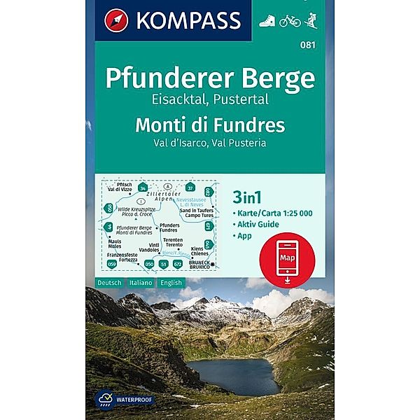 KOMPASS Wanderkarte 081 Pfunderer Berge/Monti di Fundres 1:25.000