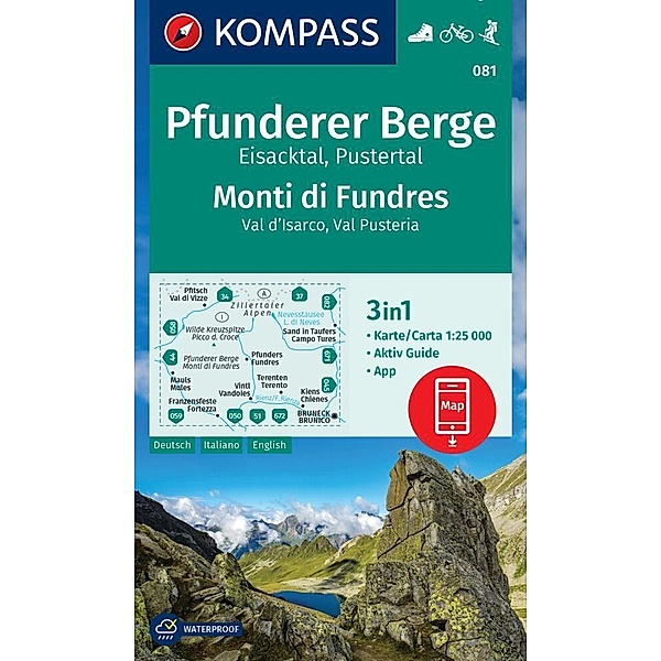 KOMPASS Wanderkarte 081 Pfunderer Berge/Monti di Fundres 1:25.000