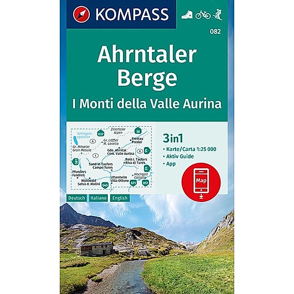 KOMPASS Wanderkarte 082 Ahrntaler Berge, I Monti della Valle Aurina