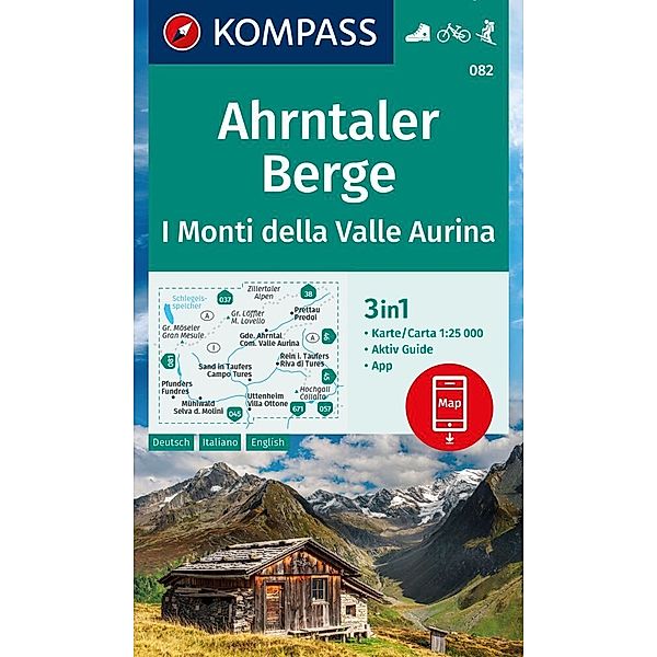 KOMPASS Wanderkarte 082 Ahrntaler Berge, I Monti della Valle Aurina 1:25.000