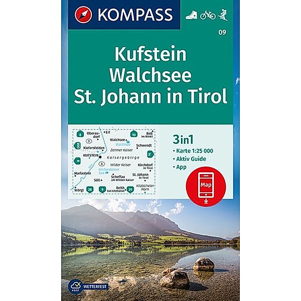 KOMPASS Wanderkarte 09 Kufstein, Walchsee, St. Johann in Tirol 1:25.000