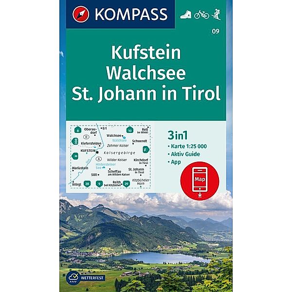 KOMPASS Wanderkarte 09 Kufstein, Walchsee, St. Johann in Tirol 1:25.000