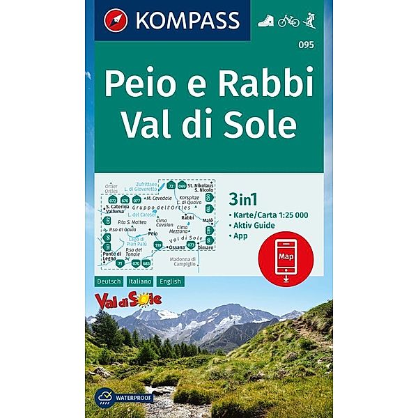 KOMPASS Wanderkarte 095 Peio e Rabbi, Val di Sole 1:25.000