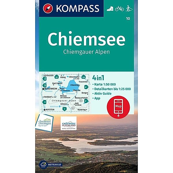 KOMPASS Wanderkarte 10 Chiemsee, Chiemgauer Alpen 1:50.000