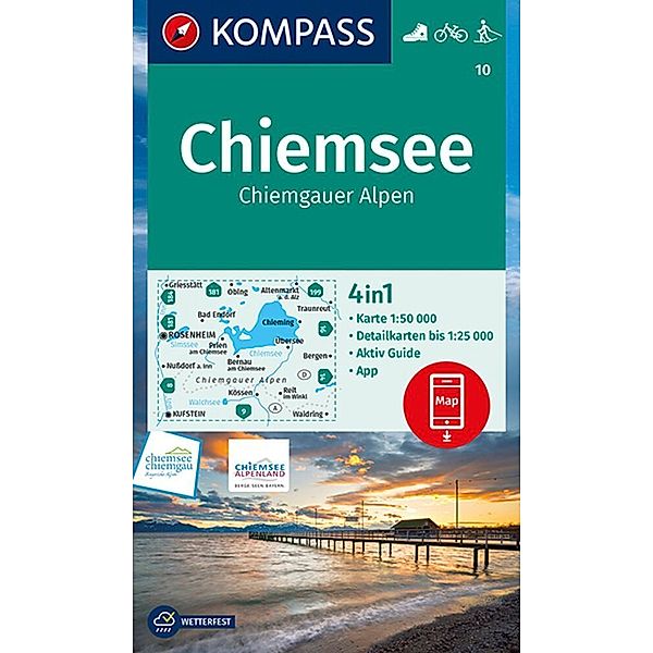 KOMPASS Wanderkarte 10 Chiemsee, Chiemgauer Alpen