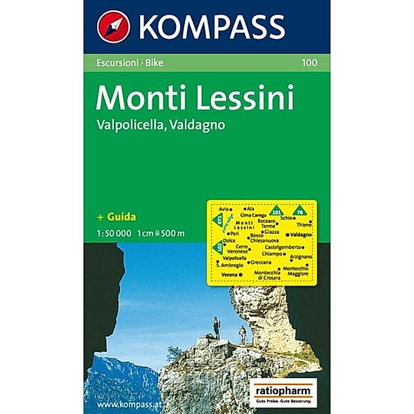 KOMPASS Wanderkarte 100 Monti Lessini - Valpolicella - Valdagno 1:50.000