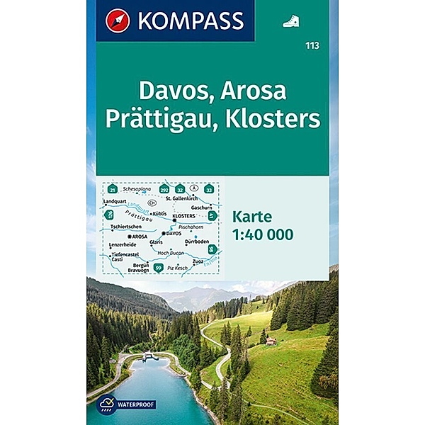 KOMPASS Wanderkarte 113 Davos, Arosa, Prättigau, Klosters 1:40.000