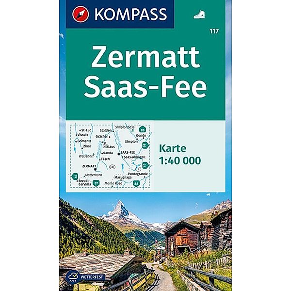 KOMPASS Wanderkarte 117 Zermatt, Saas-Fee 1:40.000