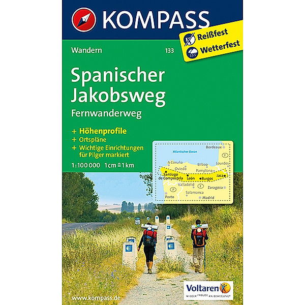 KOMPASS Wanderkarte 133 Spanischer Jakobsweg 1:100.000