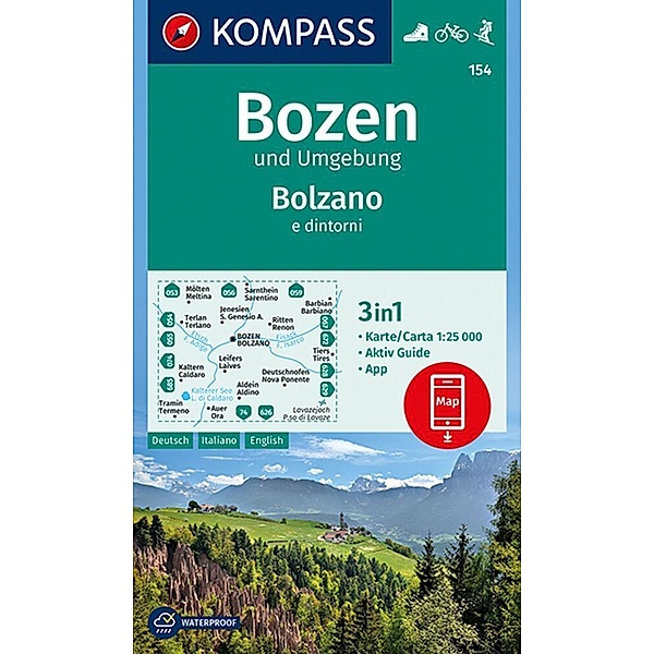 KOMPASS Wanderkarte 154 Bozen und Umgebung, Bolzano e dintorni 1:25.000