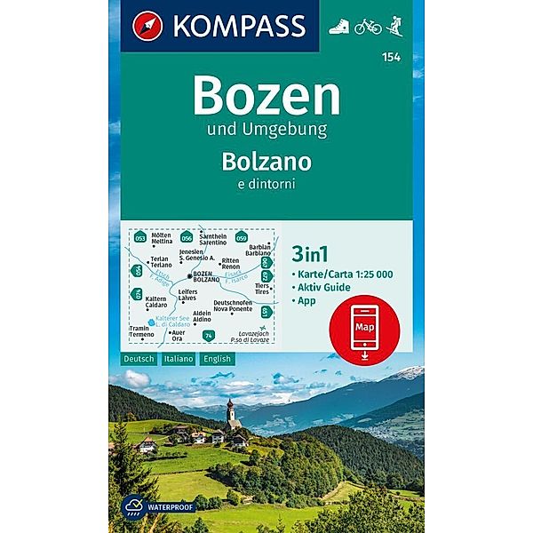 KOMPASS Wanderkarte 154 Bozen und Umgebung / Bolzano e dintorni 1:25.000