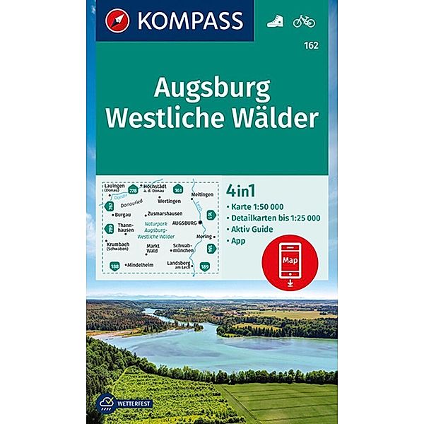 KOMPASS Wanderkarte 162 Augsburg, Westliche Wälder 1:50.000