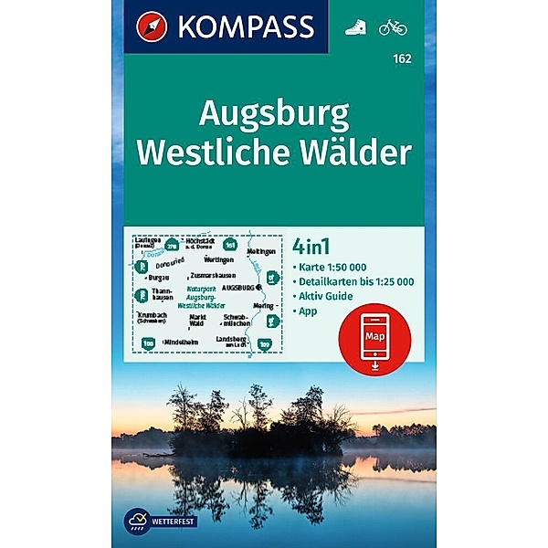 KOMPASS Wanderkarte 162 Augsburg, Westliche Wälder 1:50.000