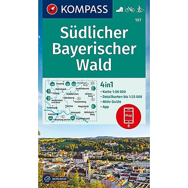 KOMPASS Wanderkarte 197 Südlicher Bayerischer Wald 1:50.000