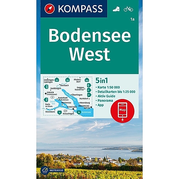 KOMPASS Wanderkarte 1a Bodensee West 1:50.000
