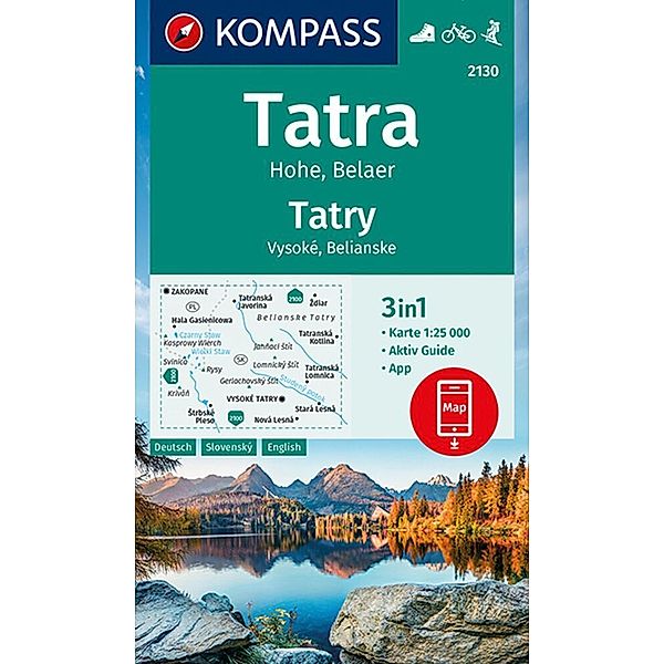 KOMPASS Wanderkarte 2130 Tatra Hohe, Belaer, Tatry, Vysoké, Belianske 1:25.000